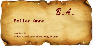 Beller Anna névjegykártya
